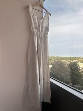 Piazza Del Tempio Italian Linen Coastal Lagenlook European Summer Maxi Dress M